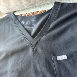 FIGS Jet Black V-Neck Scrub Top